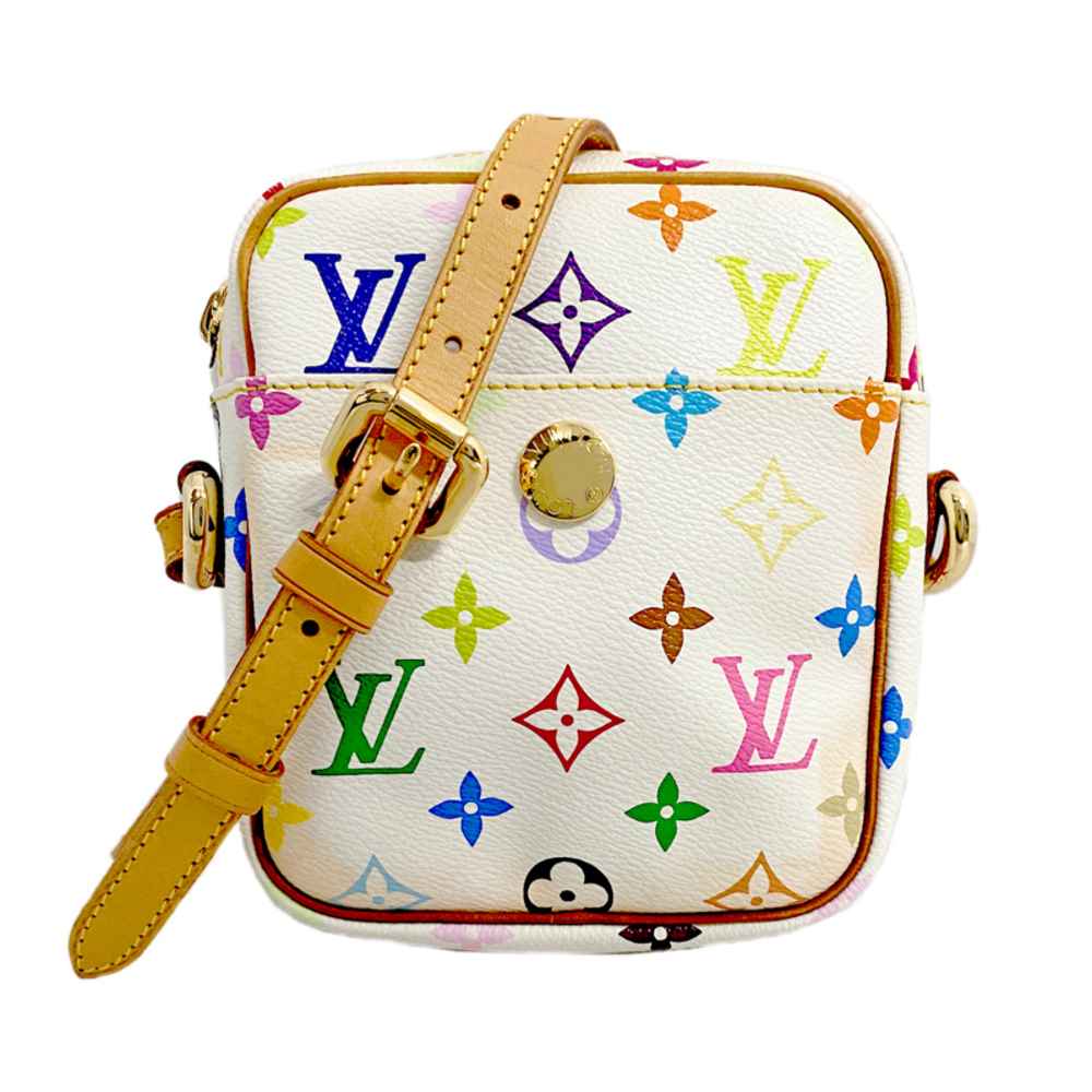 Louis Vuitton Multicolor White Shoulder Bron Leather Bag PVC Monogram Rift